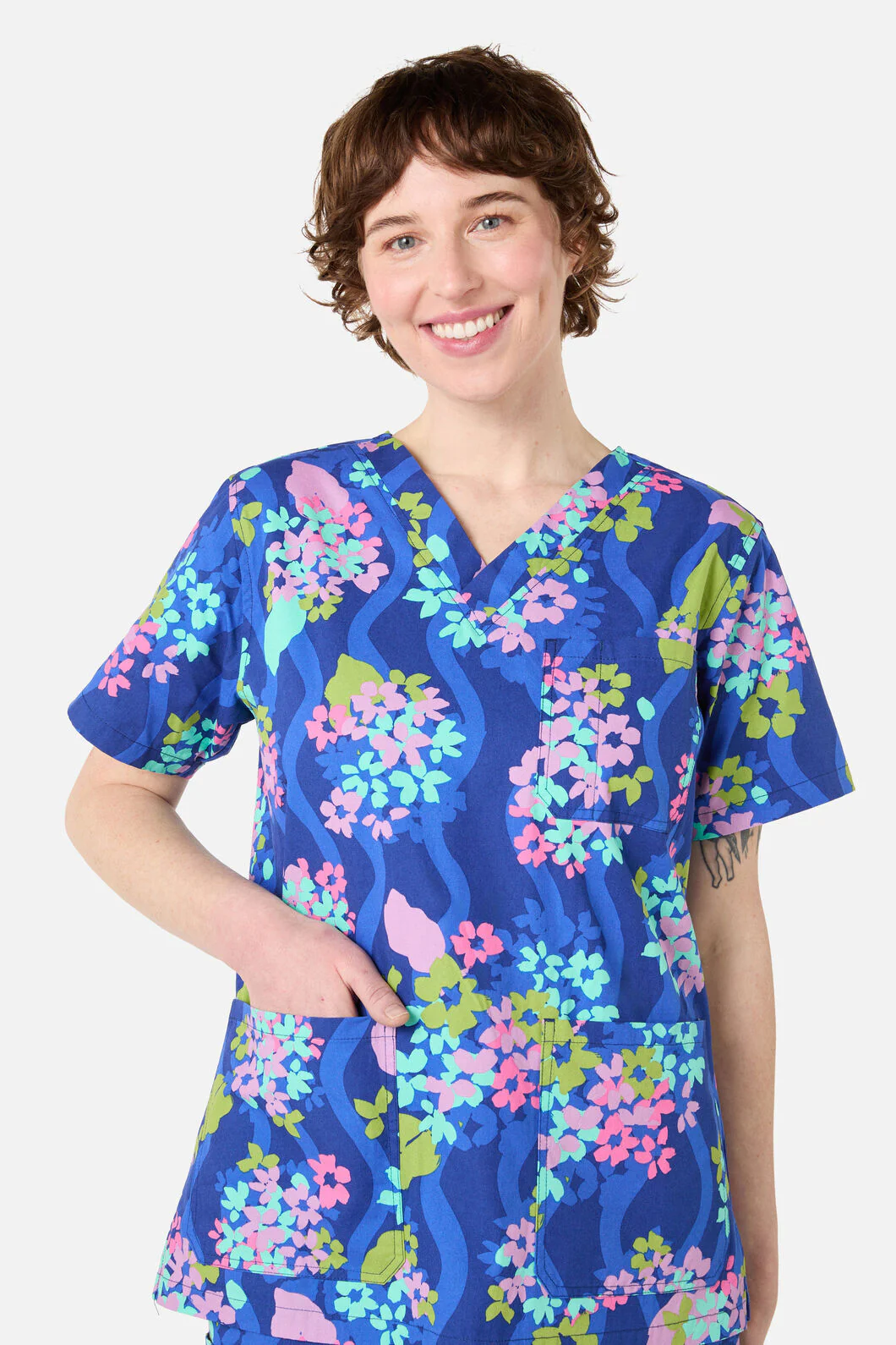 Blue Blooms Scrub Set - Image 2