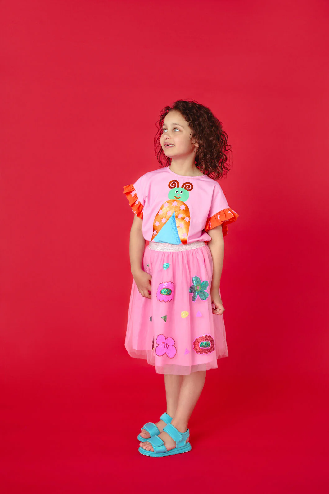 Bold Floral Kids Sequins Skirt - Image 2