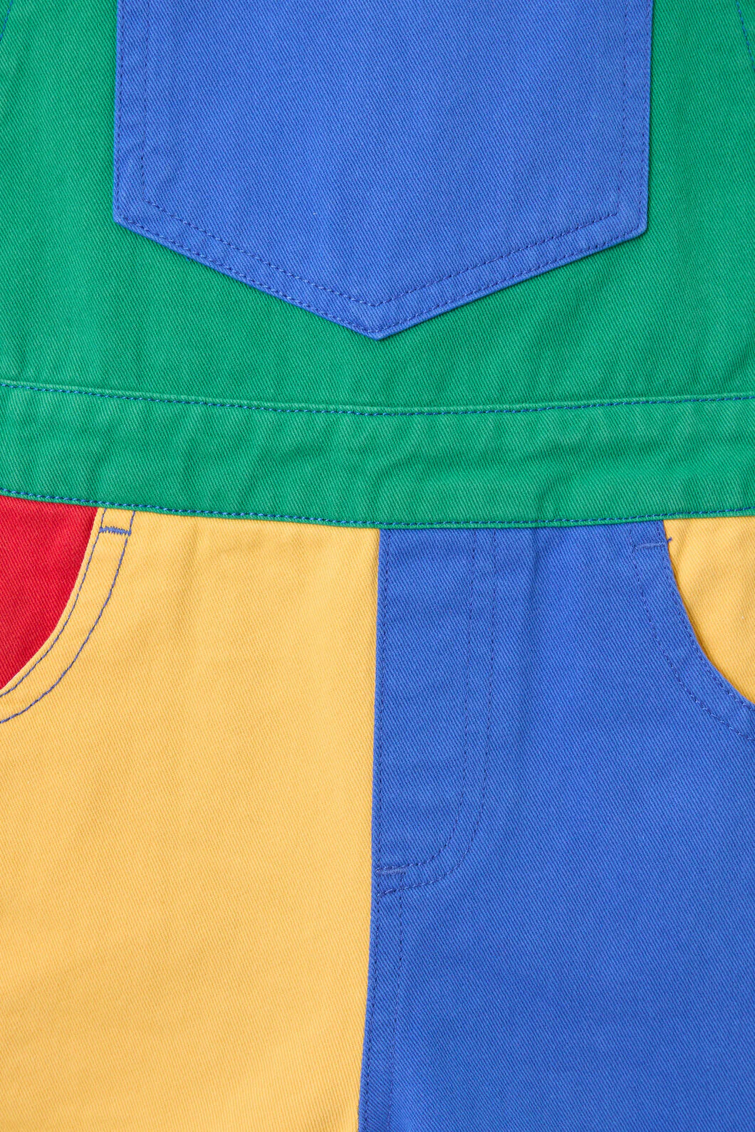 Colour Block Kids Overalls Red - Image 3