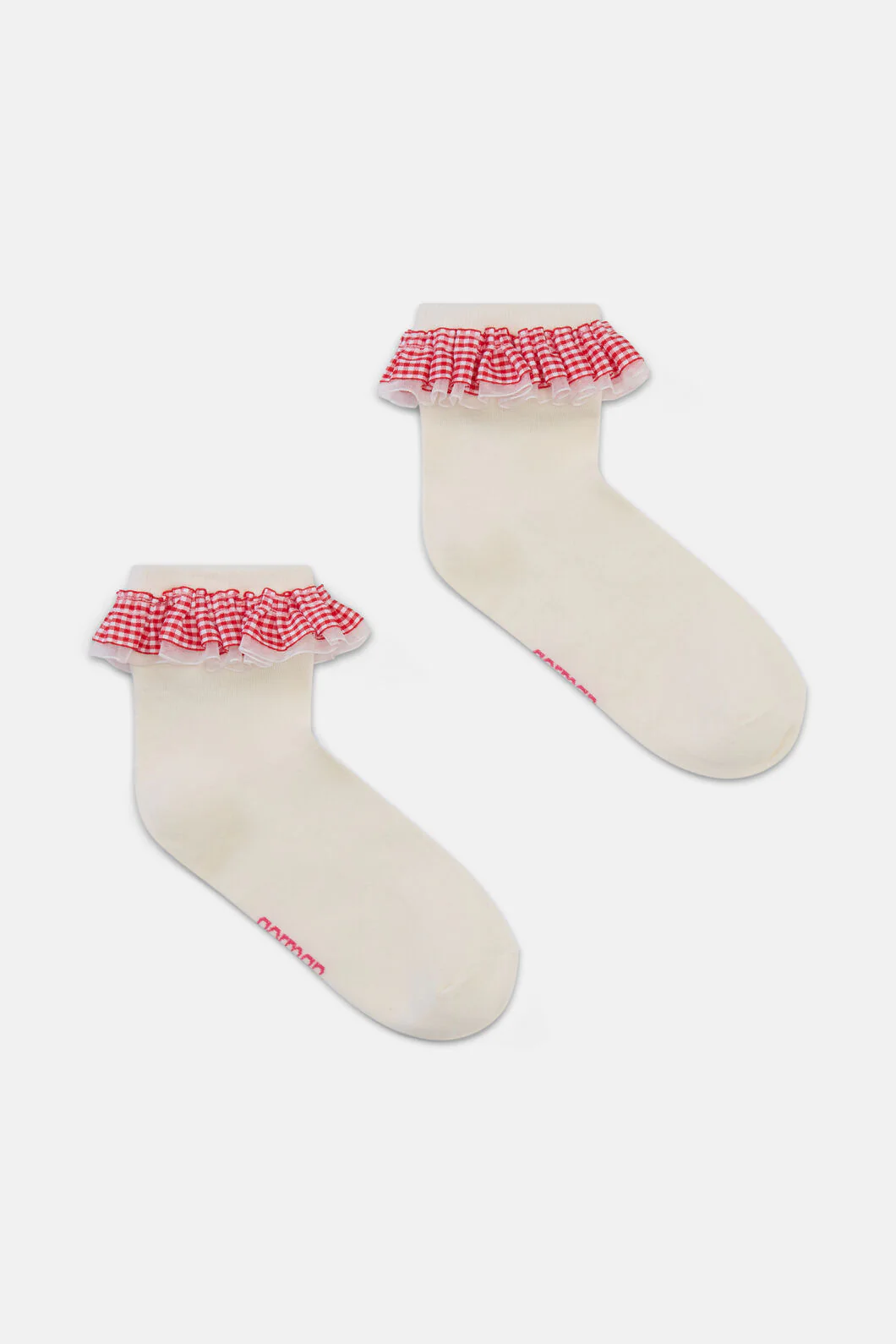 Cream Gingham Ruffle Sock