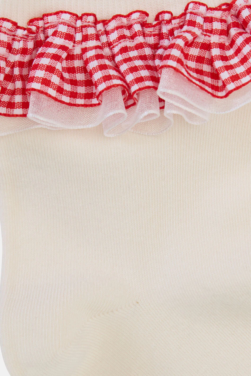 Cream Gingham Ruffle Sock - Image 2
