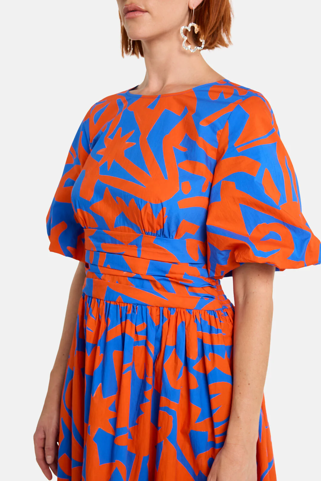 Firecracker Print Cotton Midi Dress - Image 5