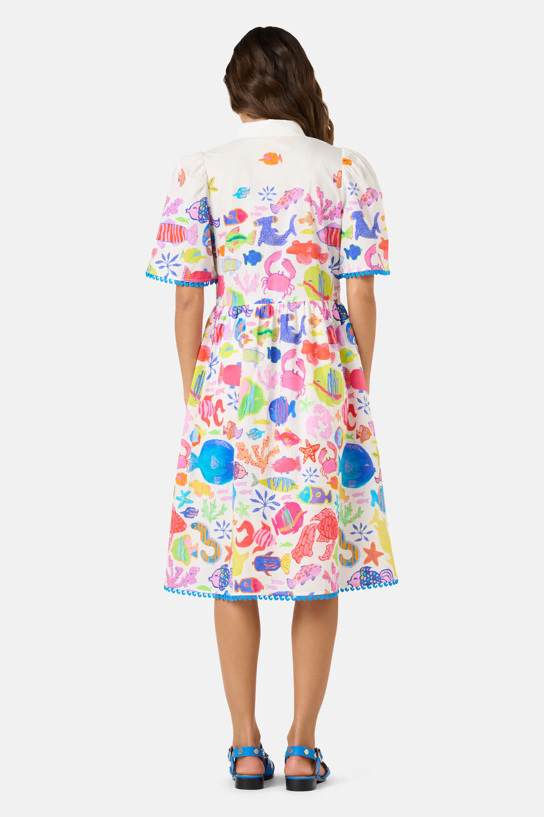 Fish Ahoy Print Cotton Dress - Image 3
