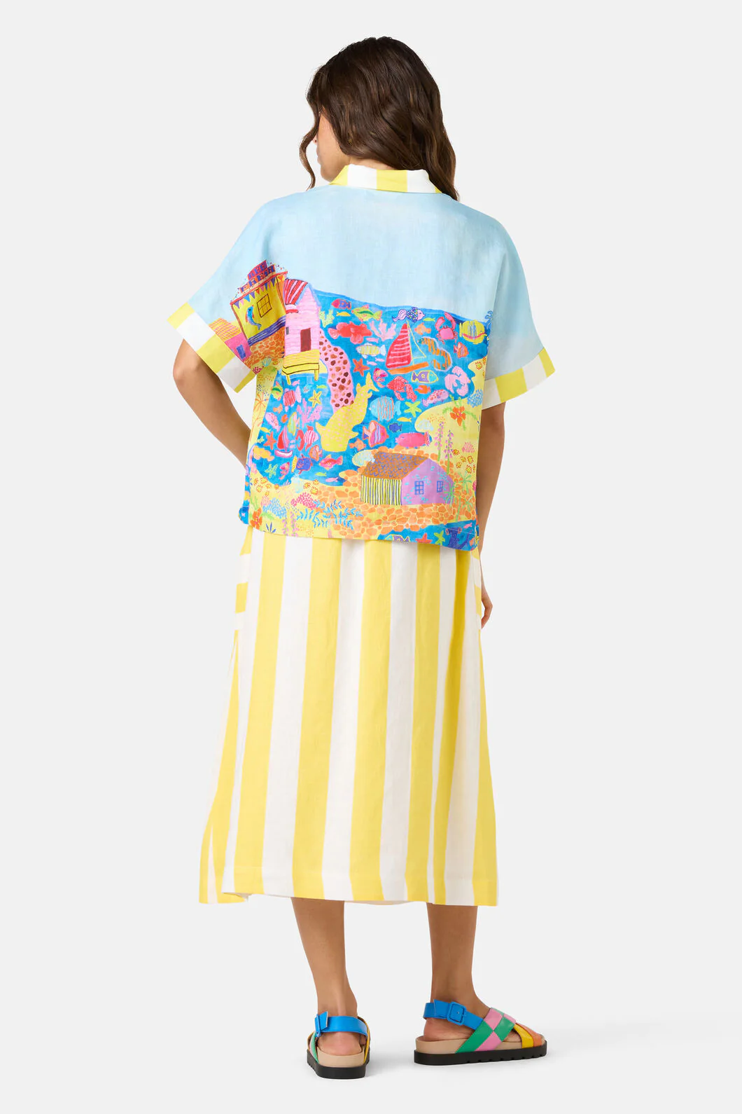 Fish Ahoy Print Linen Shirt - Image 4