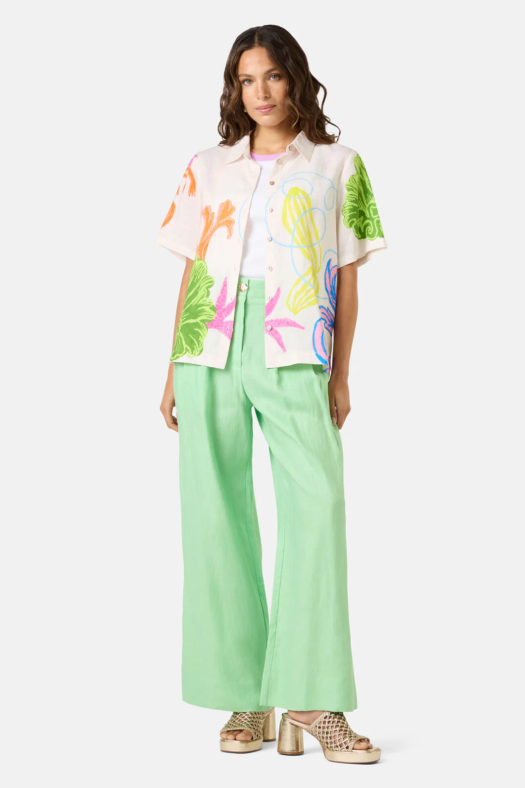 Fleur Tango Print Linen Shirt - Image 3