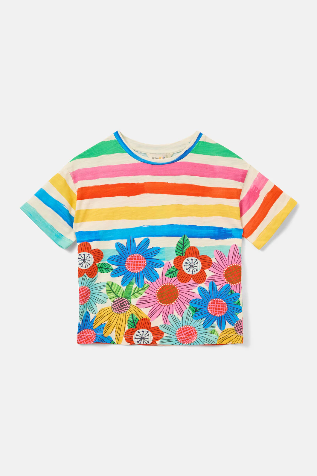 Floral Stripe Kids SS Tee - Image 3