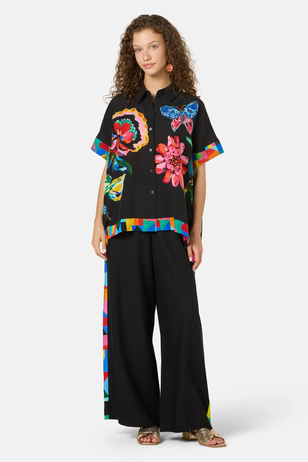 Floral Symphony Scarf Shirt - Image 3