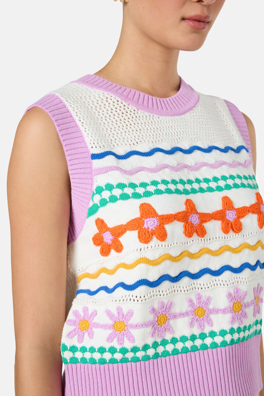 Flower Crochet Knit Vest - Image 6