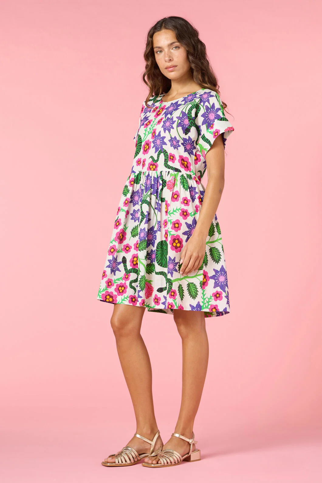 Flowerful Print Smock Dress - Image 3