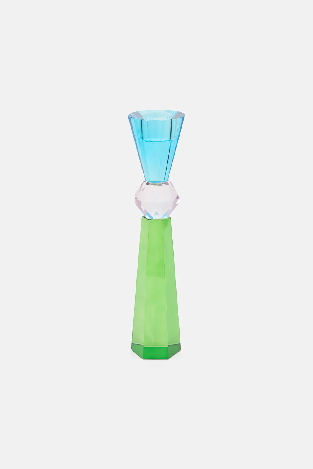 Geo Cut Glass Candle Holder Tall - Image 2