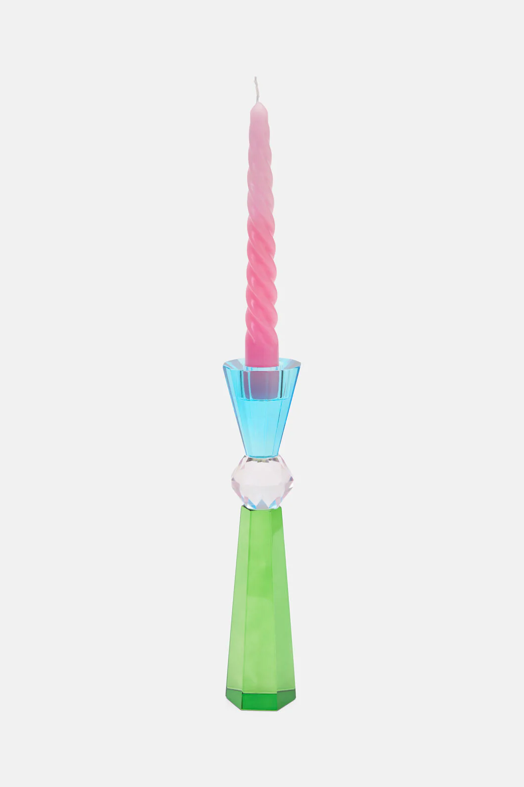 Geo Cut Glass Candle Holder Tall - Image 3