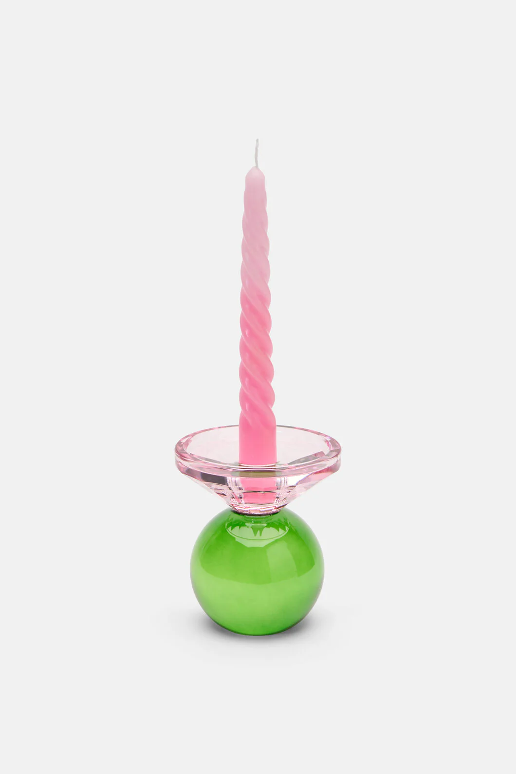 Geo Cut Glass Candle Holder Wide - Image 3