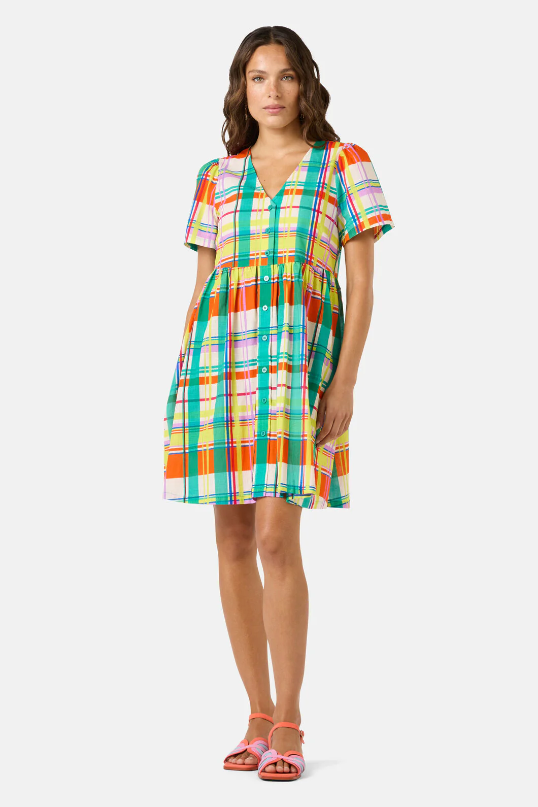 Geo Pop Check Smock Dress - Image 2