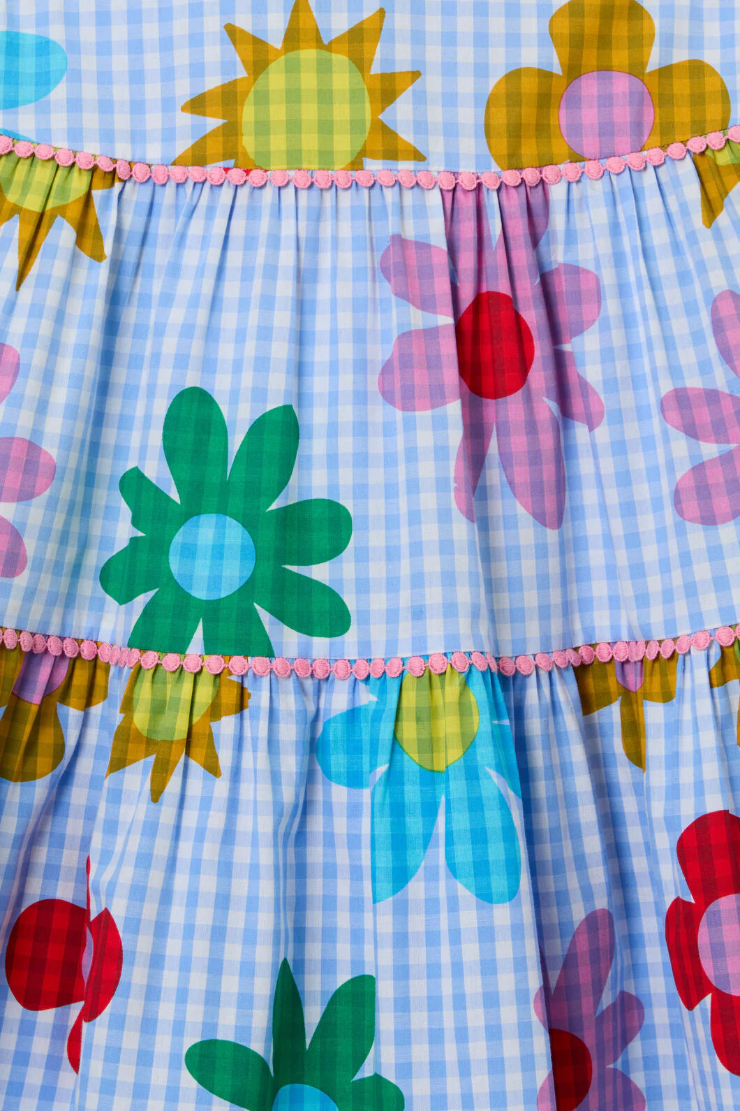 Gingham Floral Kids Tiered Dress - Image 3
