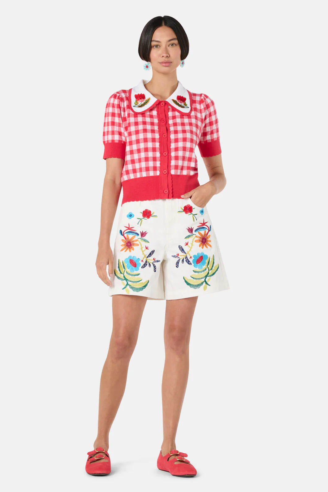 Gingham Scallop Cardigan - Image 4