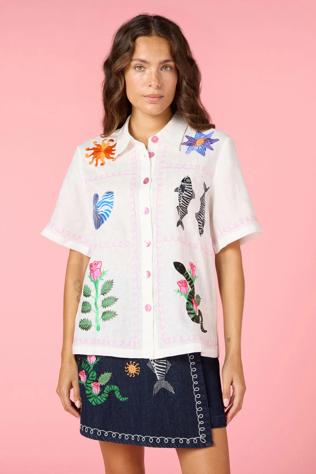 Gone Fishing Embroidered Shirt - Image 2