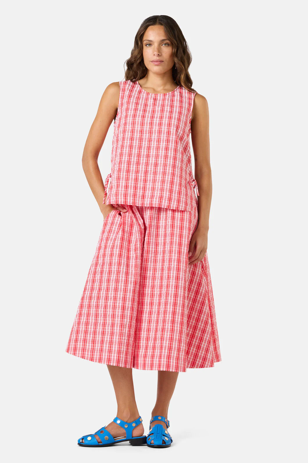 Highland Check Ruched Tank - Image 2