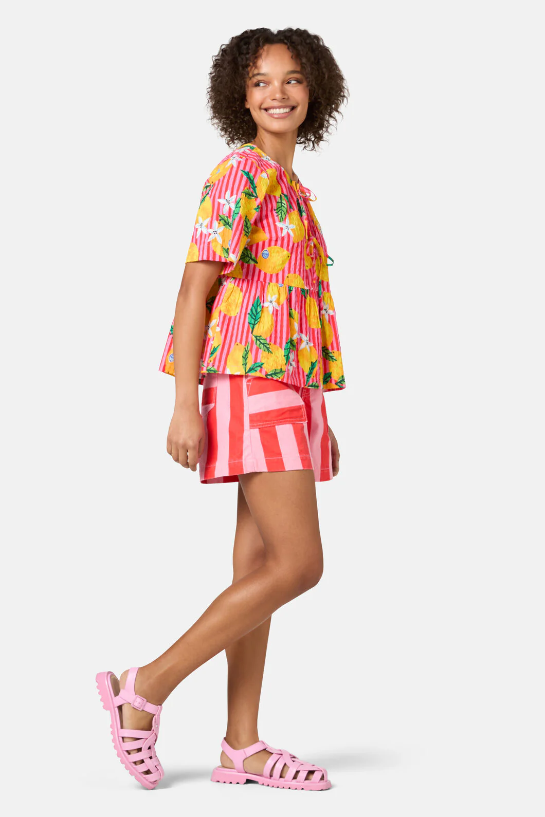 Lemonade Seersucker Print Top - Image 3