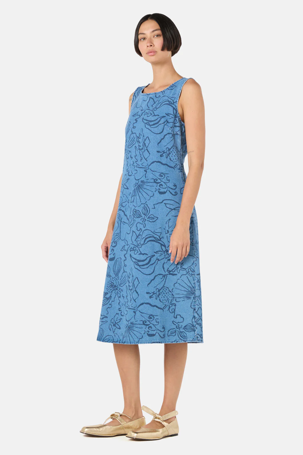 Linework Slip Denim Dress - Image 2