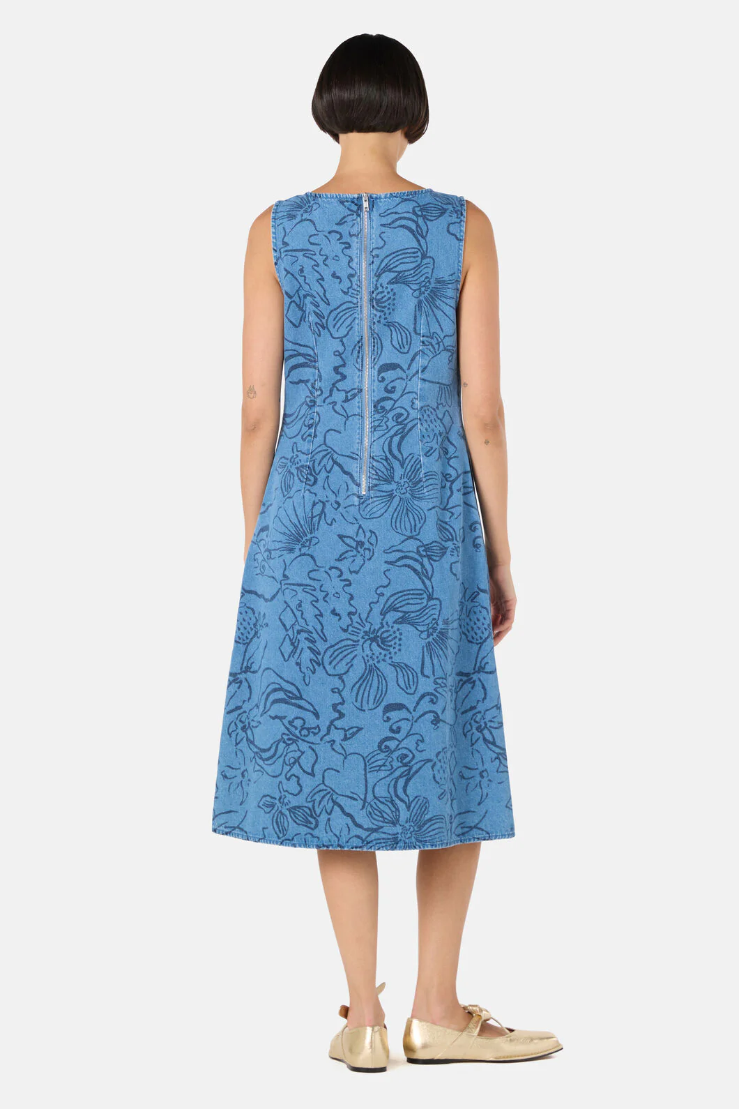 Linework Slip Denim Dress - Image 3