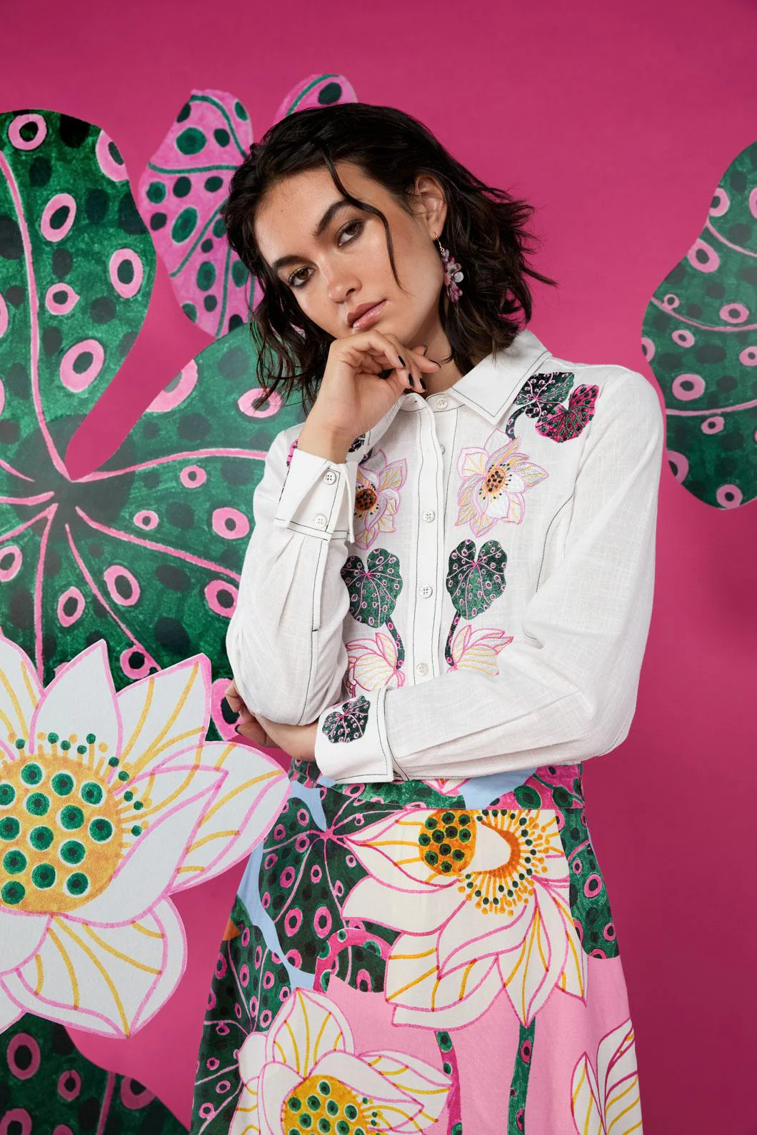 Lotus Leopard Embroidery Shirt - Image 2