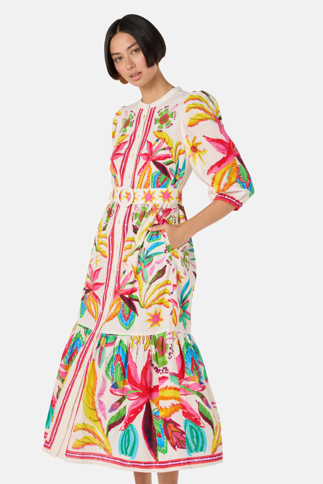 Papaya Palm Long Shirt Dress - Image 7