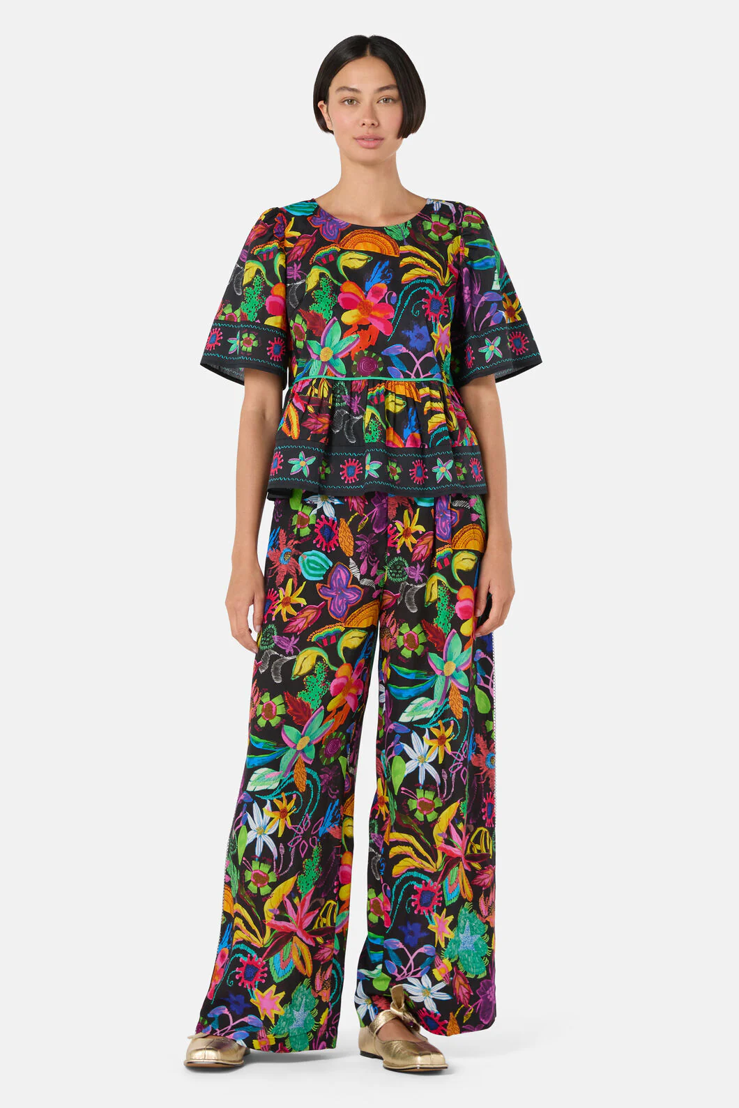 Papaya Palm Ruffle Top - Image 2