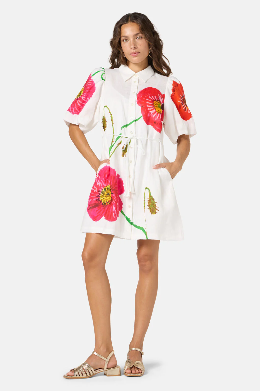 Poppies Linen Shirt Dress - Image 2