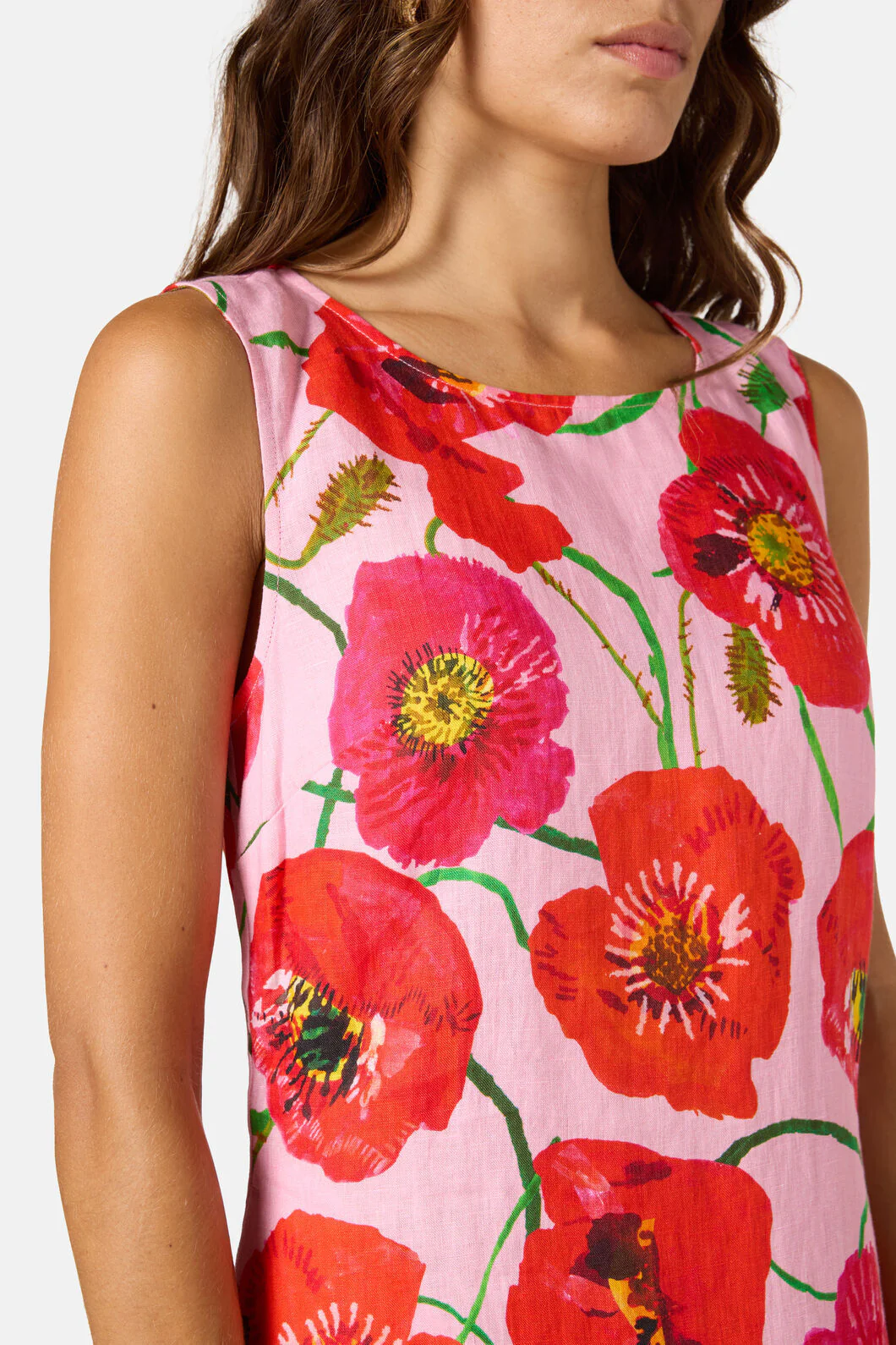 Poppies Print Linen Dress - Image 5