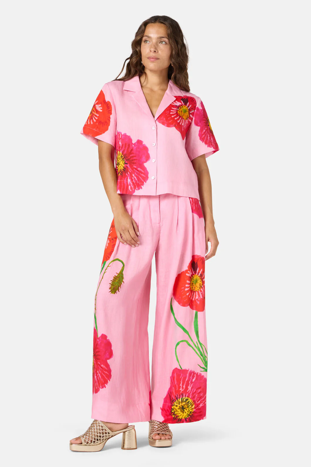 Poppies Print Linen Shirt - Image 2