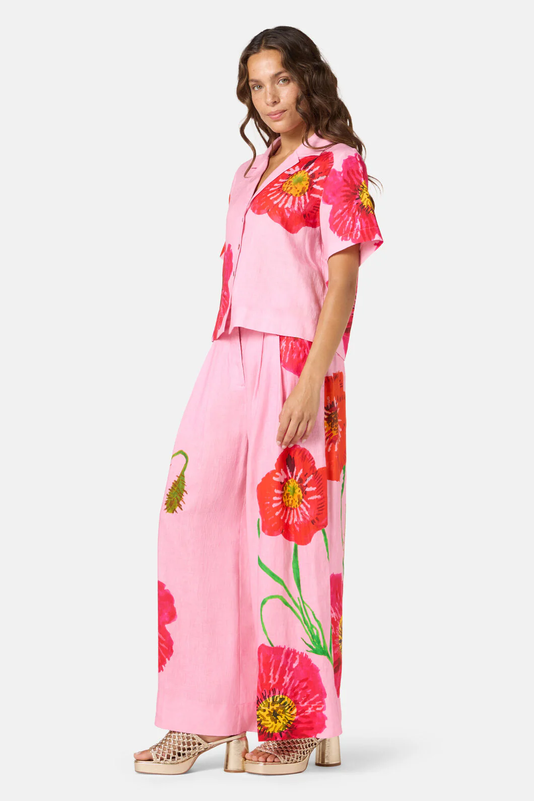 Poppies Print Linen Shirt - Image 3