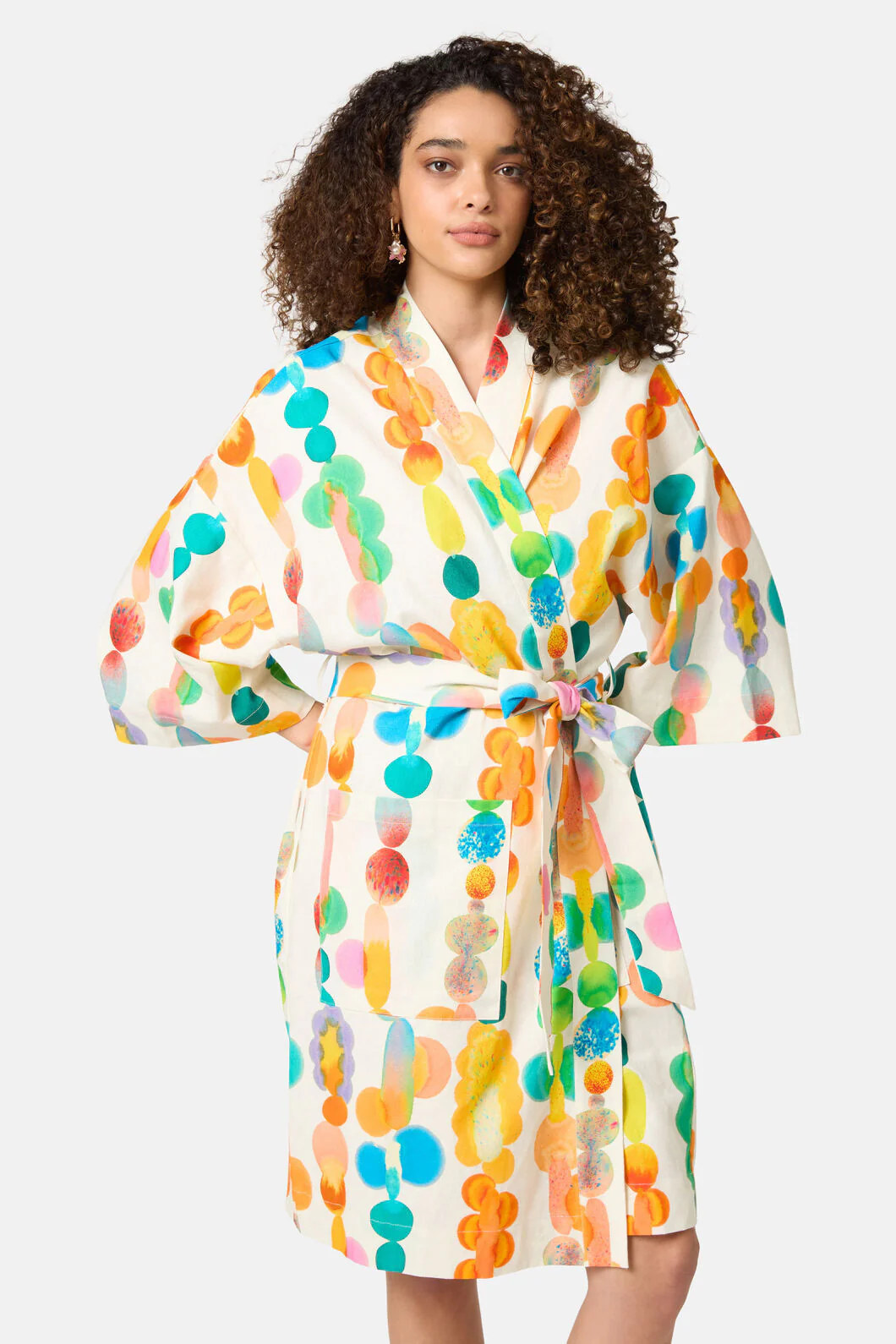 Rainbow Drops Linen Bathrobe - Image 5