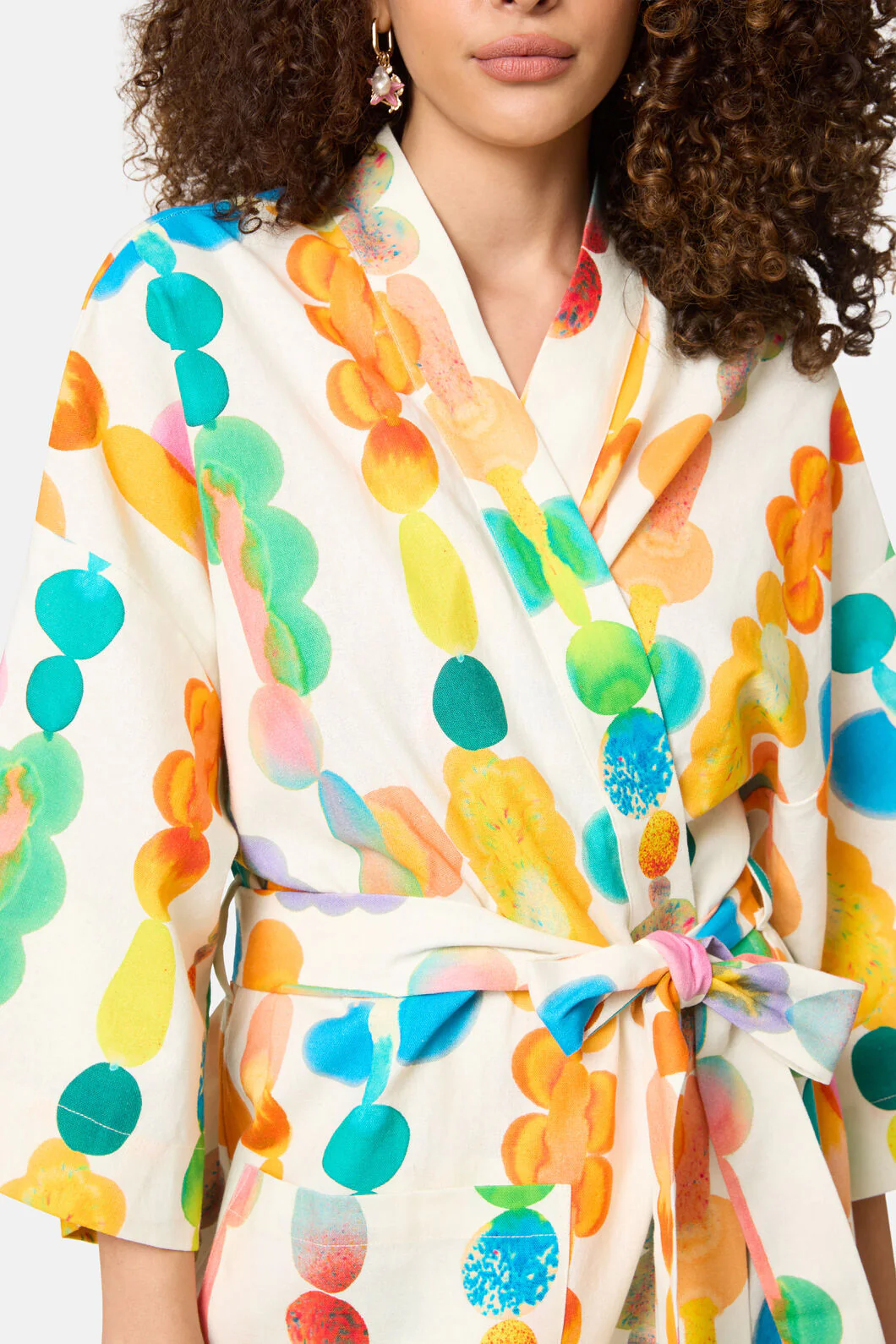 Rainbow Drops Linen Bathrobe - Image 6