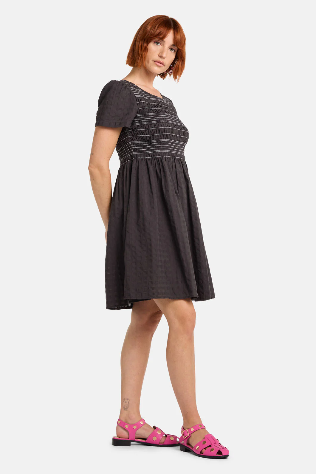 Ready Check Shirring Dress - Image 3