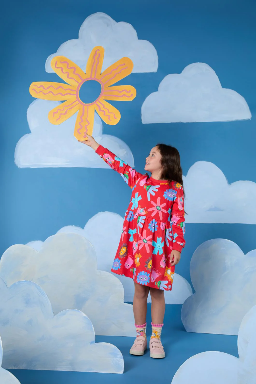 Red Floral Kids Dress - Image 2