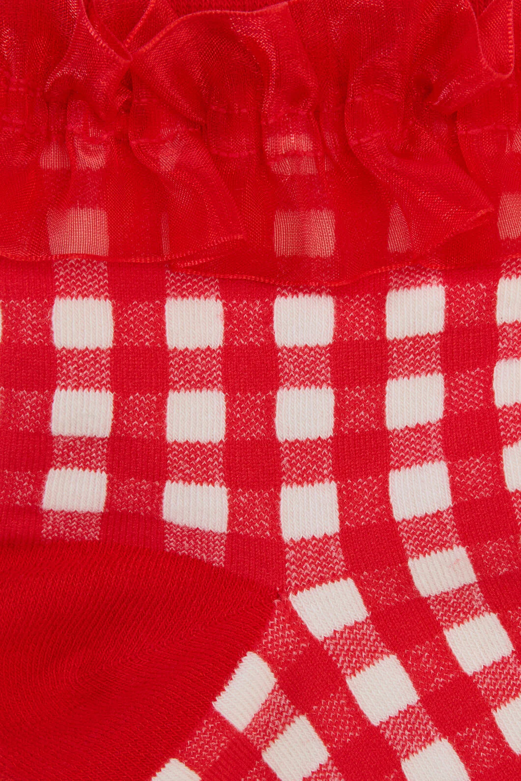 Red Gingham Ruffle Sock - Image 2