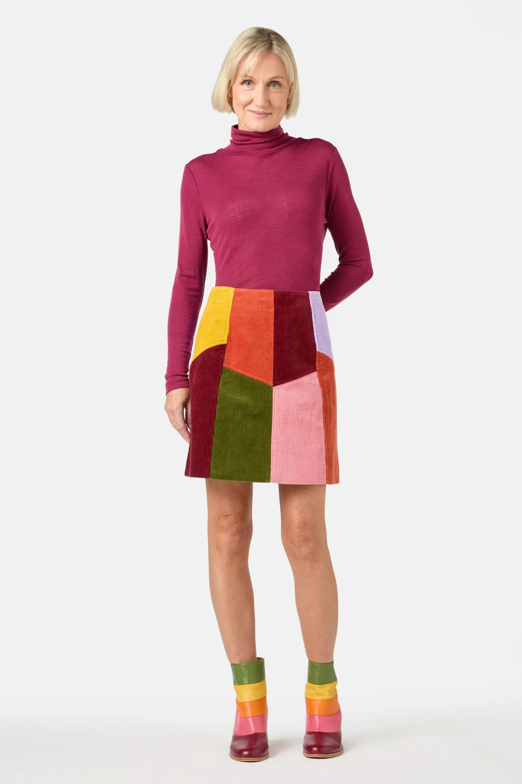 Retro Spliced Cord Skirt - Image 3