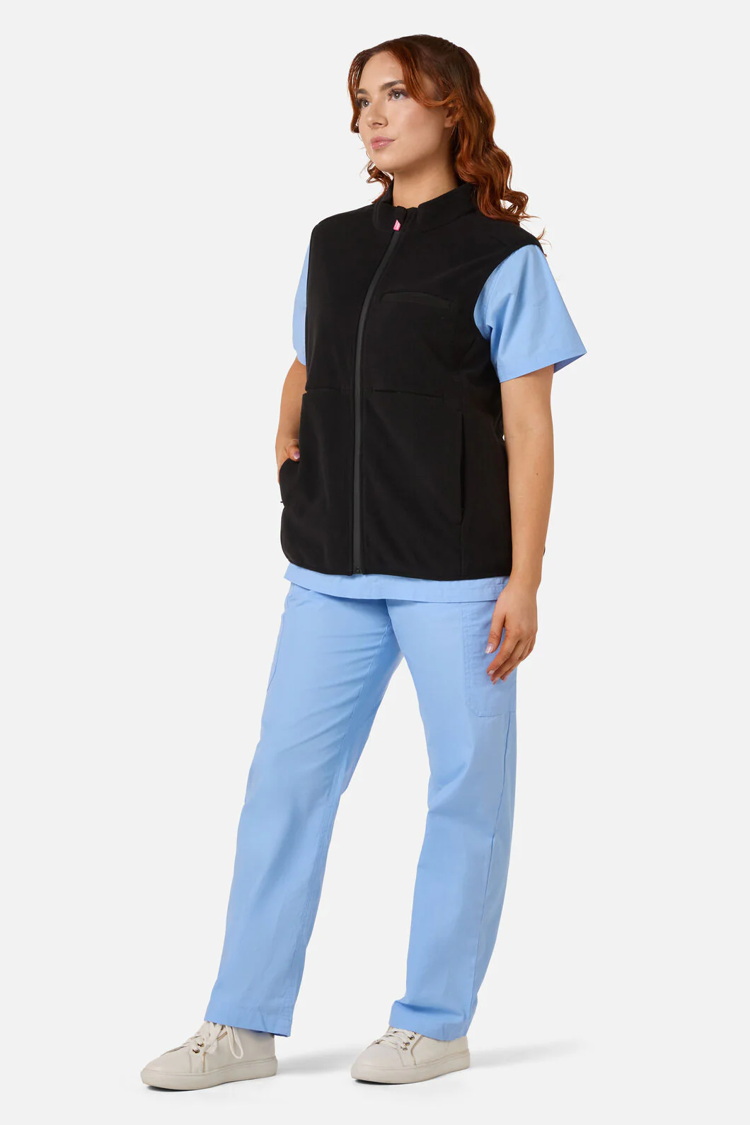 Black Polar Fleece Scrub Vest - Image 3