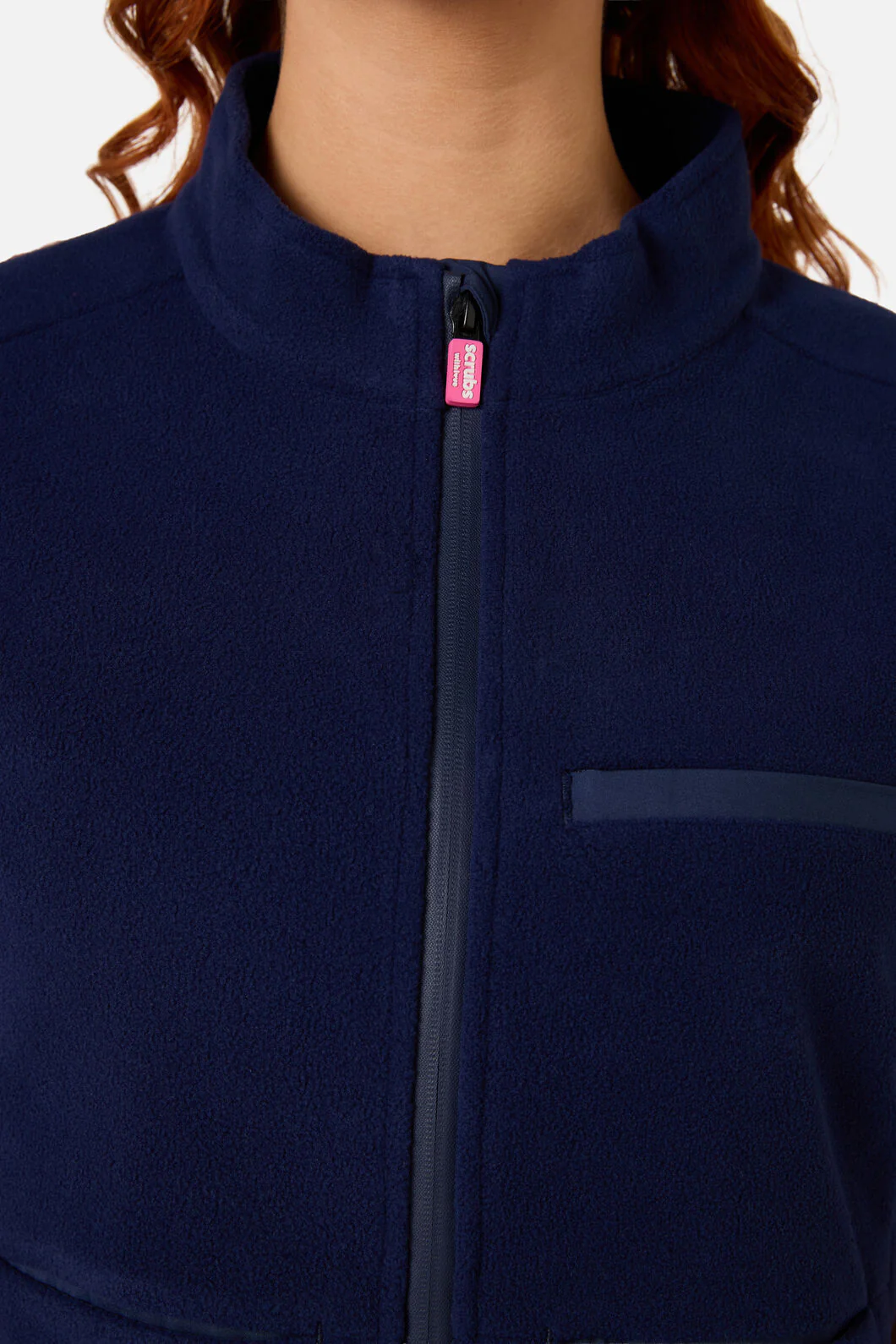 Navy Polar Fleece Scrub Vest - Image 5