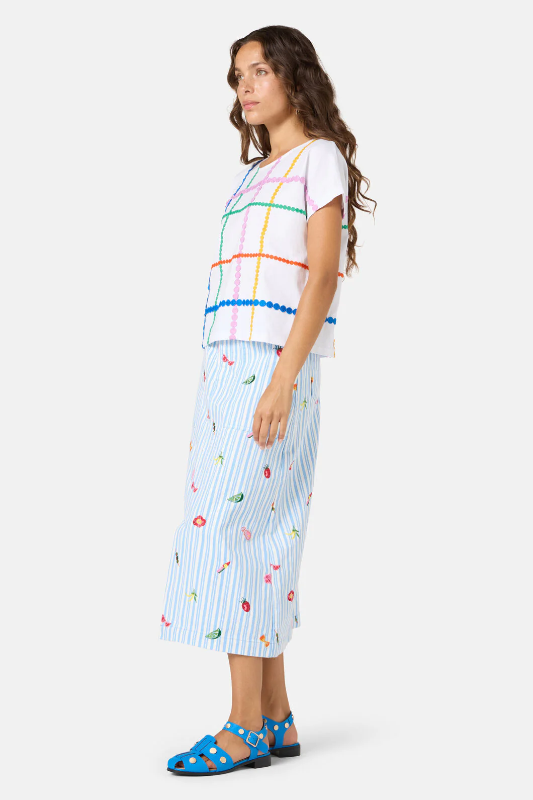 Stripe Embroidered Tee - Image 8