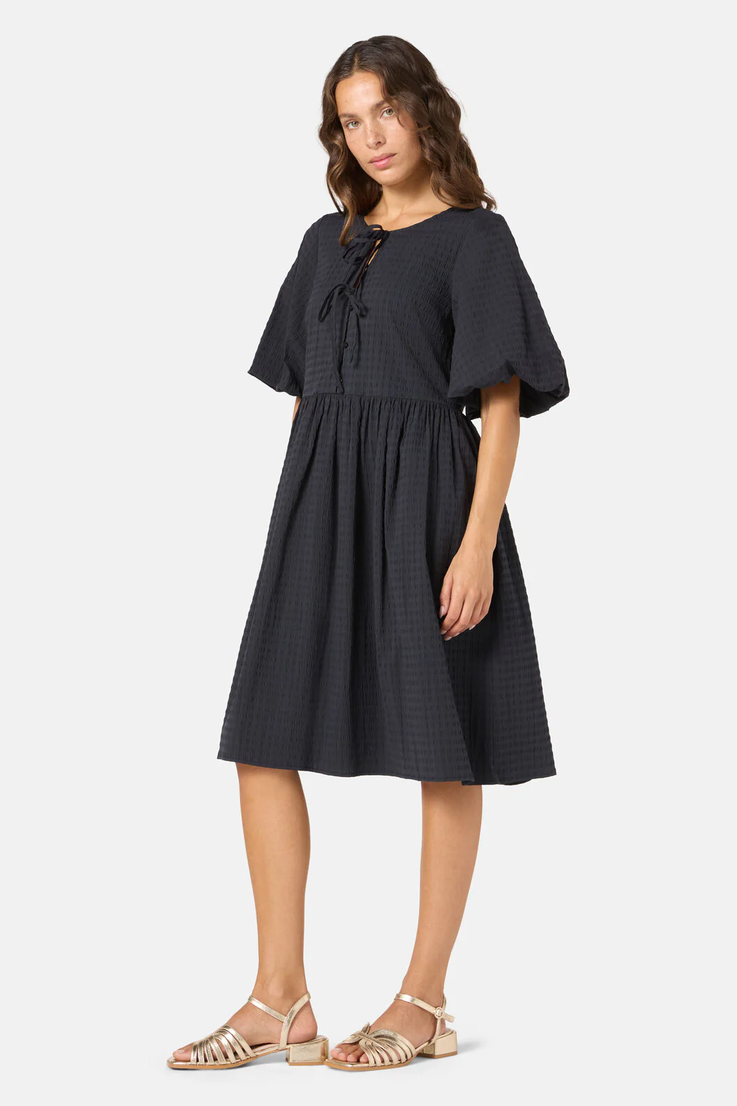 Tie Smock Cotton Dress - Image 3