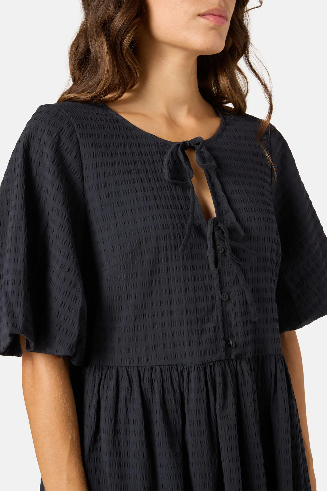Tie Smock Cotton Dress - Image 5