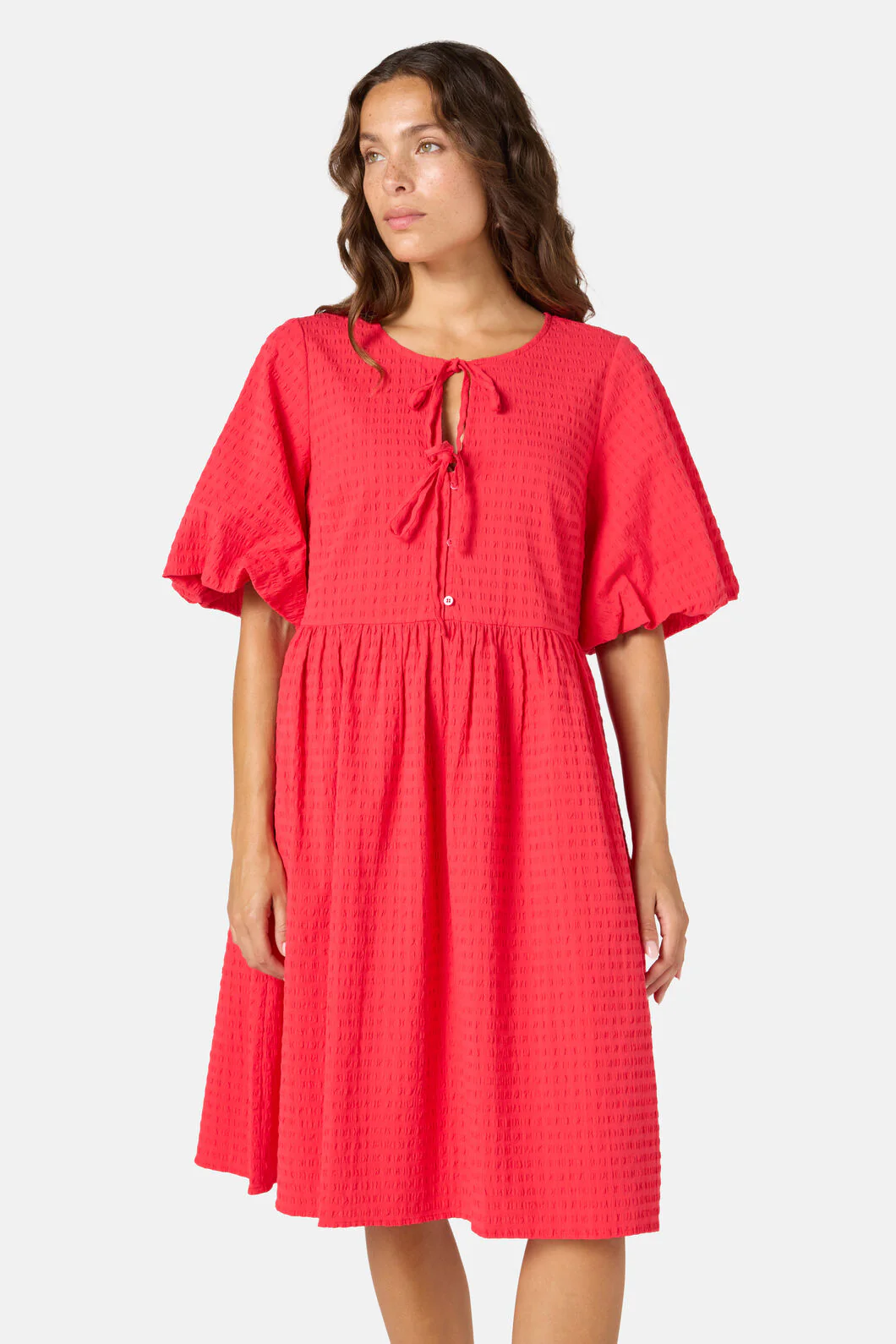 Tie Smock Cotton Dress - Image 6