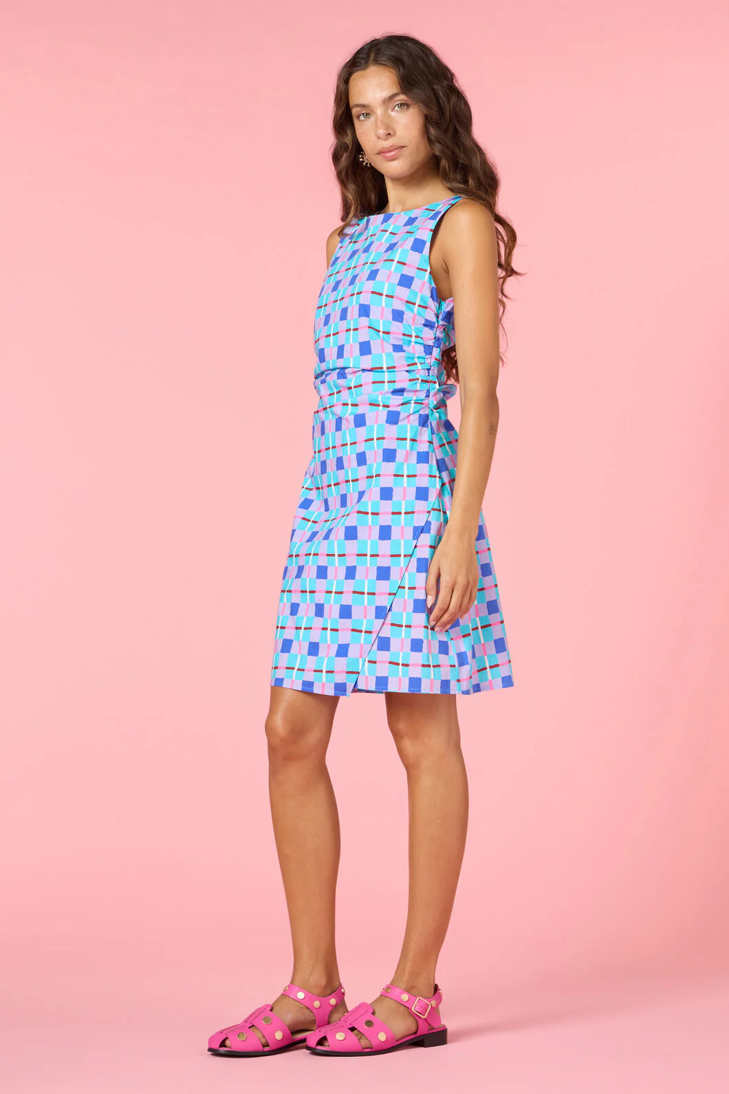 Toffee Check Mini Dress - Image 3