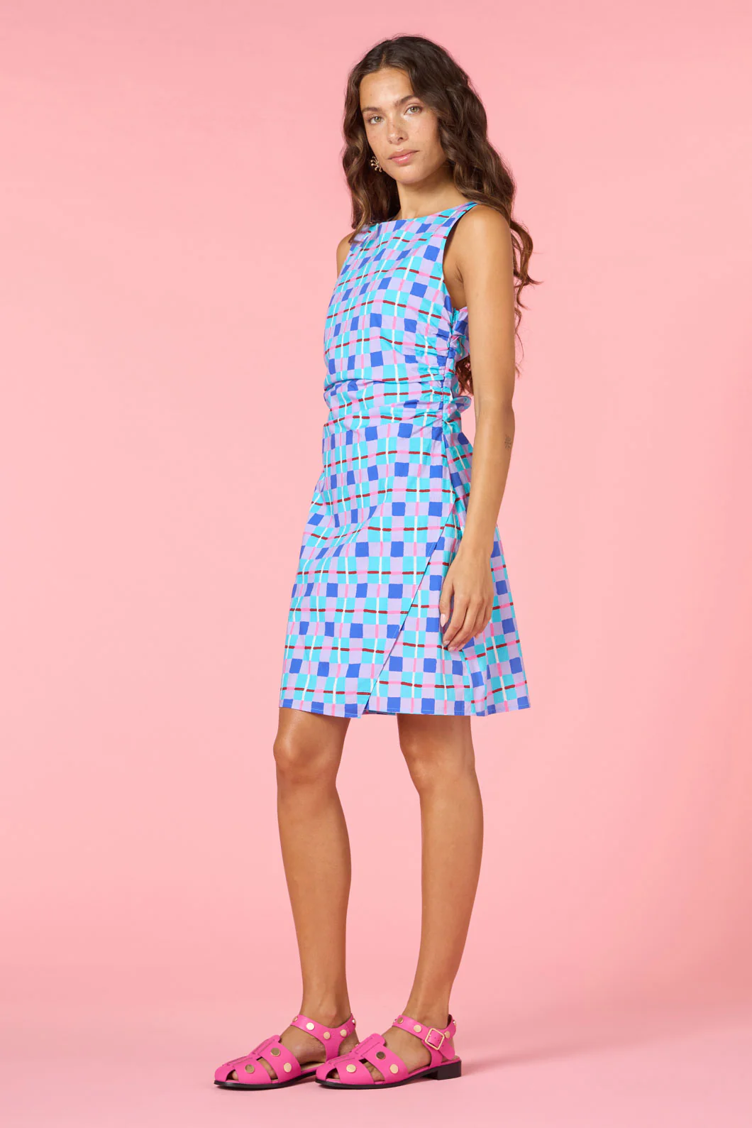 Toffee Check Mini Dress - Image 6