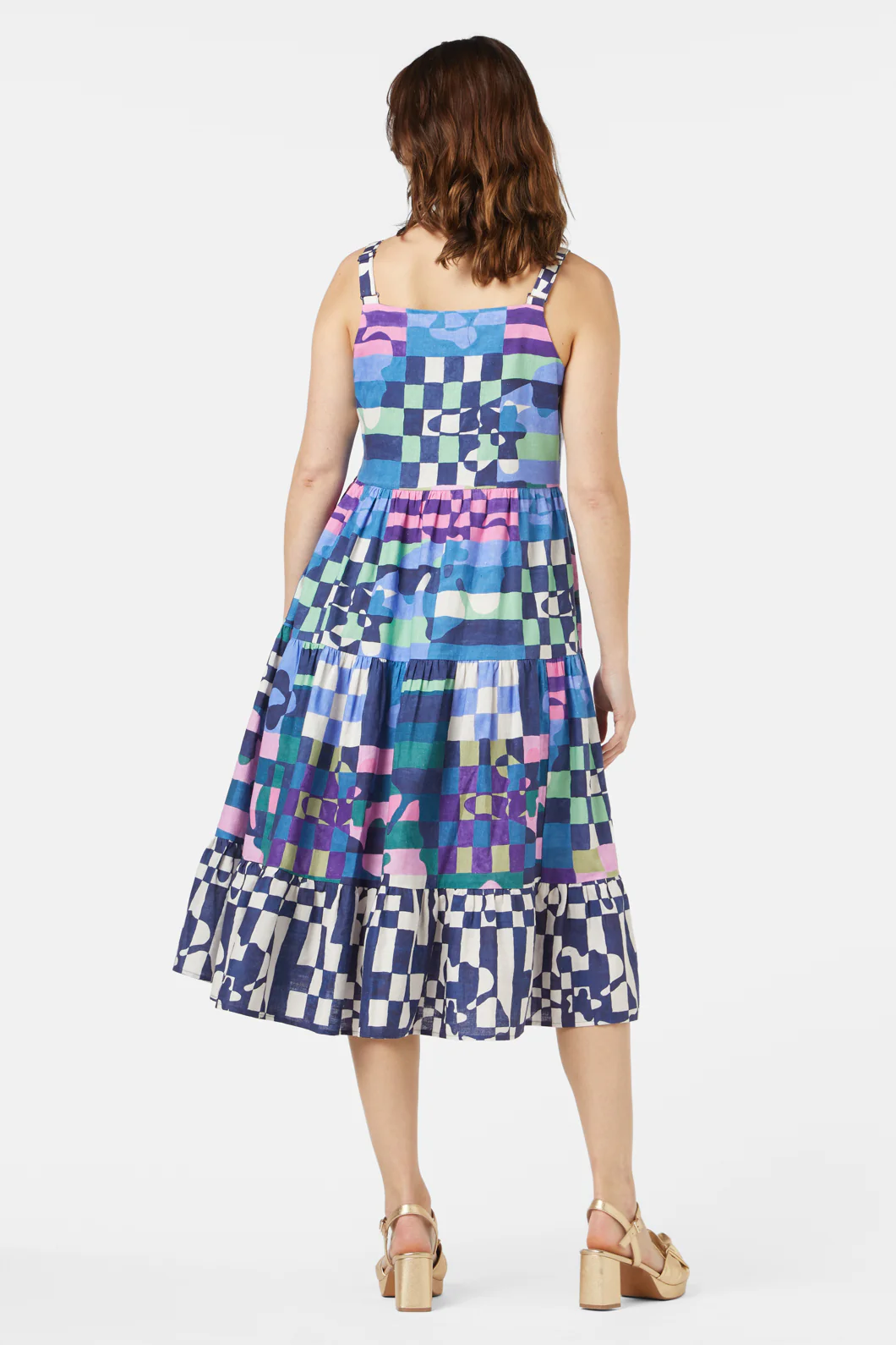 Tropic Check Tiered Dress - Image 4