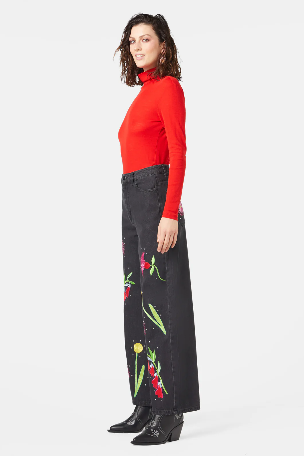 Winter Waratah Embroidered Jeans - Image 4